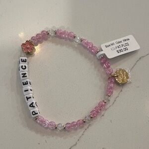 Pink 'Patience' Beaded Bracelet with Gold Charm